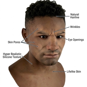 Máscara <span class=keywords><strong>de</strong></span> Silicona con Textura <span class=keywords><strong>de</strong></span> Piel Humana Personalizada, Diseño Facial Realista para Actuaciones y Fiestas, Máscara <span class=keywords><strong>de</strong></span> Cabeza Completa, Máscara <span class=keywords><strong>de</strong></span> Silicona Realista - Product Image 4