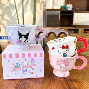 แก้วเซรามิคลายการ์ตูนพร้อมฝาปิดกล่องสีสวยแก้วกาแฟน้ำลายการ์ตูนคิตตี้นม - Product Image 2