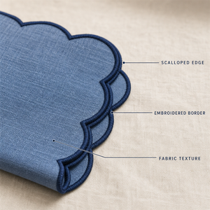 Serviettes de table classiques en coton bleu, faites à la main, teintes unies, rectangulaires, lavables en machine, pour la décoration de table à la maison - Product Image 4