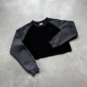 Sweat-shirt <span class=keywords><strong>femme</strong></span> tombé poids élevé à manches longues Patchwork couleur bloquant ourlet brut DTG DTF meilleures offres <span class=keywords><strong>pull</strong></span> court haut court - Product Image 3