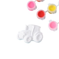 Kit de peinture en plâtre pour véhicules 3D à faire soi-même, 28 pièces, avec peintures et pinceaux, Pâques