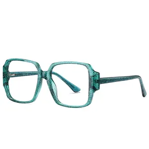 Green Plastic Eye Glasses Retainer Customization Optical Frames Vintage Oversize Blue Light Glasses