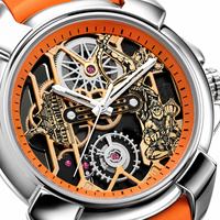 Reloj deportivo de cuarzo para hombre con diseño hueco, caja de aleación de 44 mm, puntero grande, correa de silicona, resistente al agua 30M