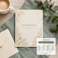 Carte d'invitation personnalisée de haute qualité en or champagne avec logo personnalisé, forme sur mesure, carte d'invitation événementielle OEM