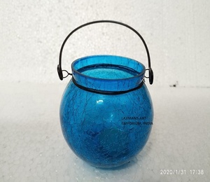 Vintage Coloured Glass Pumpkin Shaped Votive <b>Tealight</b> Candle Hanging <b>Holder</b> for Home Decoration - Product Image 1