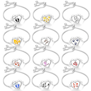 Bracelet diffuseur d'huiles essentielles en alliage de zinc plaqué argent en forme de cœur, anti-moustiques, anti-stress - Product Image 1