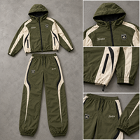 Survêtement décontracté bicolore vert olive pour homme, coupe-vent, avec capuche et fermeture éclair intégrale, respirant, pour l'entraînement et le jogging, toutes saisons