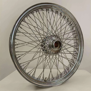 哈雷18英寸定制铝制摩托车轮辋全铬80辐条摩托车车轮 - Product Image 3