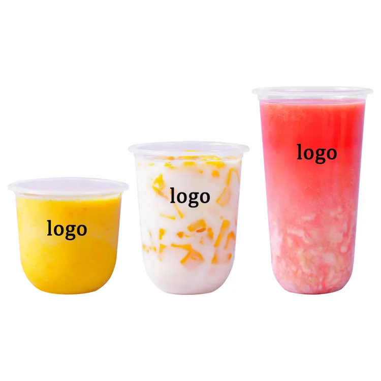 Индивидуальный логотип одноразовые пластиковые чашки мягкие прозрачные Пузырьковые чайные пластиковые чашки с крышкой