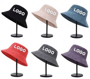 Custom 3D Embroidery Logo Character Style Unisex Breathable Outdoor Sun Protection Hat Corduroy Fisherman Bucket Hat - Product Image 3