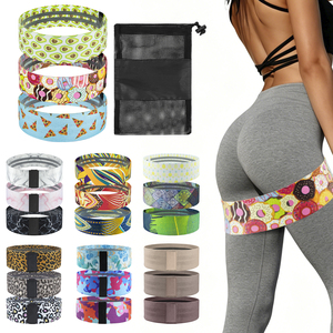 LADYGLOW <span class=keywords><strong>Bande</strong></span> de Résistance pour Entraînement Impression Logo Personnalisé 3 Bandes de Fessiers en <span class=keywords><strong>Tissu</strong></span> Coton Ensemble de Bandes de Résistance en <span class=keywords><strong>Tissu</strong></span> Fitness - Product Image 3