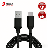 Câble de charge rapide USB A vers L 2.4A de haute qualité avec conducteur en cuivre pur, tressé en PVC, pour iPhone, iPad, appareil photo et batterie externe