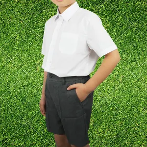 Camisa uniforme escolar para meninos, camisa branca de manga curta com imagens