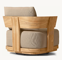 Fauteuil pivotant SOLARO en teck moderne, brun, pour hôtel, jardin, terrasse, avec assise profonde et coussin épais, canapé d'extérieur