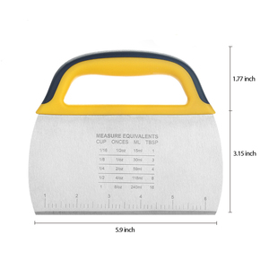 Herramienta de cocina para hornear, escala de medición de masa con raspador, cortador de masa de acero inoxidable - Product Image 6