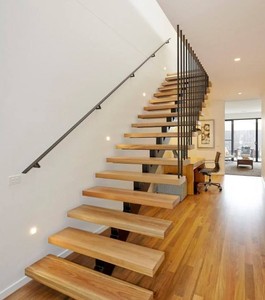 Escalera Flotante Prima Loft de Líneas Sencillas, Escalera sin Estructura Depresiva <span class=keywords><strong>con</strong></span> Peldaños de <span class=keywords><strong>Madera</strong></span> Sólida para Apartamentos <span class=keywords><strong>con</strong></span> Techos Altos - Product Image 4