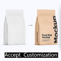 Pochettes à fond plat refermables, à gousset inférieur Compostable, pour grains de café, pochette en papier Kraft