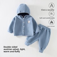 Combinaison Bébé Unisexe, Tenue Douillette Automne Hiver, Vêtement Épais Doublé Polaire, Motif Animal Ollie, Couleur Unie, Dessin Animé