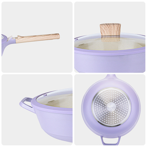 <span class=keywords><strong>Wok</strong></span> antiadhésif et poêle à frire avec <span class=keywords><strong>wok</strong></span> sain en aluminium moulé sous pression résistant aux rayures avec couvercle autoportant - Product Image 6