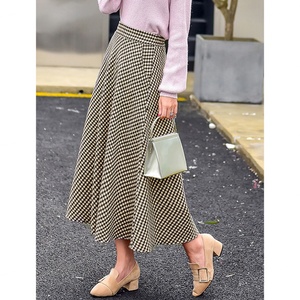 Nouveautés populaires : Jupe écossaise pour femme, jupe trapèze taille haute grande ample pour l'automne et l'hiver, jupe mi-longue rétro - Product Image 4