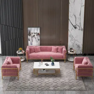 Silla de salón de belleza moderna para sala de espera, conjunto de sofá de espera, muebles para salón de belleza, color rosa