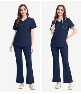 Nuovo Design 2026: Divisa Ospedaliera all'Ingrosso con Scollo a V per Donne, <span class=keywords><strong>Infermiere</strong></span> e Medici, Completo con Top e Pantaloni a Zampa - Product Image 3