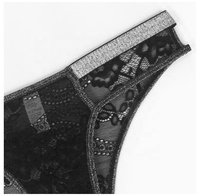 VS Branded Mesh Taille Moyenne String Avec Double Twinkle Strass Diamant Fleur Motif G-string Culotte Pour Femmes
