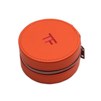 Boîte à bijoux portable pour voyage quotidien, personnalisable avec logo, style ouvert, en PU écologique, orange, étui tendance avec fermeture pour bracelet et pendentif