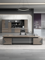 Bureaux de direction en bois en forme de L Bureau de PDG moderne Patron Table de bureau luxueuse