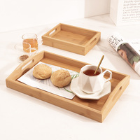 Plateau de service rectangulaire en bambou massif de style japonais pour tasses, boissons, petit-déjeuner, collations, hôtel, usage domestique, vente en gros