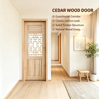 Japanese Style Solid Fir Lattice Timber Door Unfinished Wood Door for Courtyard Decoration