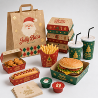 Cajas de comida personalizadas para días festivos, empaques navideños para restaurantes de hamburguesas, pollo frito, comidas para llevar, cadenas QSR, fabricante OEM ODM