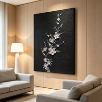Peinture sur toile florale minimaliste noir et blanc, impression 3D, faite à la main, paysage, décoration murale pour maison moderne, hôtel, chambre, galerie