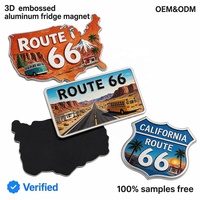Imán para Refrigerador con Mapa de la Ruta 66 de EE. UU. en Aluminio 3D con Relieve WF, 2x3 Pulgadas, Duradero, Amarillo, Recuerdo de Viaje por Carretera, Regalo para Cocina o Bar