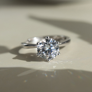 Smor02 Rinntin 4 Carat Cổ Điển Vòng Brilliant Cắt Vàng Nhẫn Phụ Nữ 925 Sterling Bạc Vvs Moissanite Kim Cương Engagement <span class=keywords><strong>Ring</strong></span> - Product Image 3