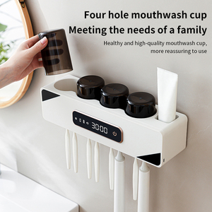 ที่วางแปรงสีฟันติดผนังพร้อมเครื่องจ่ายยาสีฟันอัตโนมัติแบบ UV และที่วางแปรงสีฟัน 3 ช่อง - Product Image 5