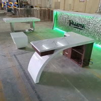 Petit bureau de direction en forme de L avec tiroirs verrouillables, bureau de direction de luxe avec plateau en marbre, table de bureau de direction