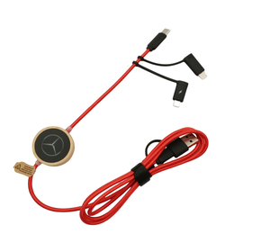 Câble en bambou à charge rapide 60W PD avec logo lumineux, compatible USB-C, Apple CarPlay, Android Auto - Product Image 3