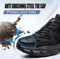 Chaussures de travail légères pour hommes, style sport, anti-écrasement, antidérapantes et anti-perforation, semelle intérieure en mesh respirante, chaussures de sécurité