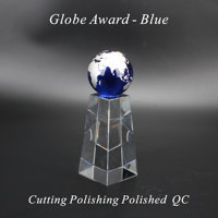 Globe de cristal bleu mondial personnalisé Trophée de commande mondiale pour les trophées Arden Globe Award-Plaque bleue Premium