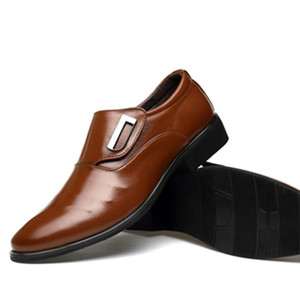 Zapatos de Vestir de Piel Sintética con Punta en Pico para Hombre Joven, con Cierre de Banda Elástica para Oficina y Trabajo, Mocasines Antideslizantes Cómodos - Product Image 1