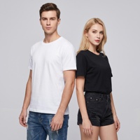 Dames T-shirt van 100% katoen, gebreid, 200 gsm, milieuvriendelijk, ademend, O-hals, casual, zeefdruk, effen, blanco