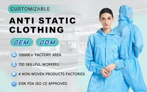 Salopette de travail protectrice de vêtements jetables unisexe pour salle blanche avec caractéristiques antistatiques et résistantes aux produits chimiques Style de col - Product Image 4