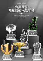 Trophée en cristal transparent personnalisé, plaques en cristal personnalisées, trophées, trophée en cristal globe de football doré pour les sports
