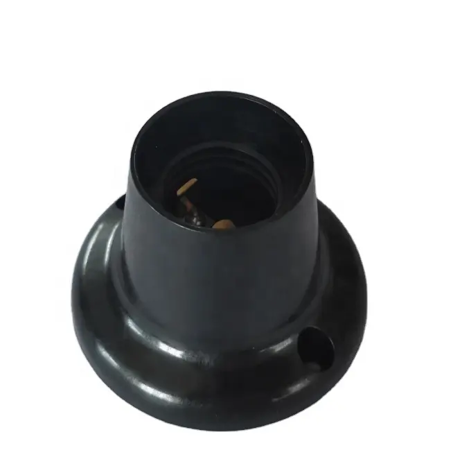 Base de lámpara de plástico E27, enchufe, color negro