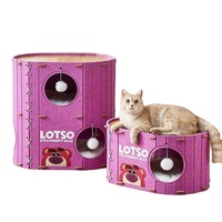 Lit pour chat XL durable, amovible et lavable, motif animalier, en peluche multicouche, nid douillet pour l'hiver, en feutre, type tente