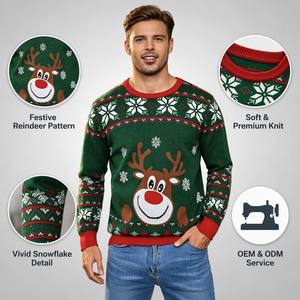 <span class=keywords><strong>Pull</strong></span> en tricot doux et respirant pour homme Bresdk, motif flocons <span class=keywords><strong>de</strong></span> neige, cœurs et rennes, idéal pour Noël, pour la famille, les couples et les amis - Product Image 4