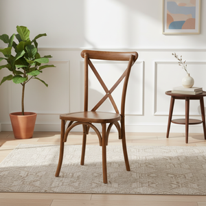 Chaise rustique empilable en bois de hêtre <span class=keywords><strong>à</strong></span> dossier croisé pour mariage, événement, banquet, salle <span class=keywords><strong>à</strong></span> manger - Product Image 1