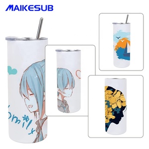 Mỹ Kho Đôi Tường Thăng Hoa Trống Thép Không Gỉ 20Oz Skinny Tumbler Cup Chai Nước Có Nắp Đậy Và Ống Hút - Product Image 2