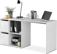 Duehome Artik Blanc Finition Multiposition Studio Spacio Modèle Réversible 120 cm Longueur X 77 cm Largeur Bureau Ordinateur